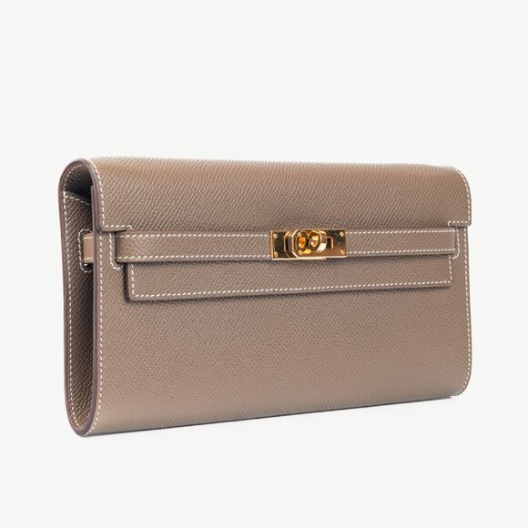 Hermes Kelly To Go Etoupe Epsom Leather GHW Wallet - Picture 2 of 14